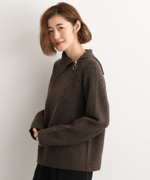 grove / グローブ ニット・セーター | サイドジップカラーニットプルオーバー(モカブラウン(042))