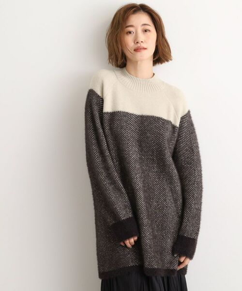 grove / グローブ ニット・セーター | ヘリンボーンジャカードチュニック(ブラウン(044))