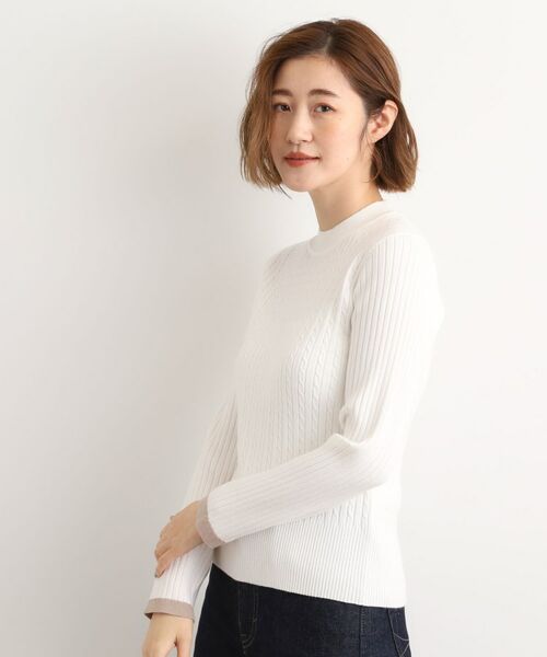 grove / グローブ ニット・セーター | 袖口配色リブニット(オフホワイト(003))