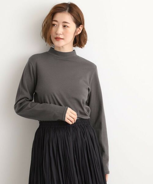 grove/グローブ 【吸湿発熱】秋冬のレイヤードを格上げ コットンハイネックプルオーバー チャコールグレー(013) 05(3L)