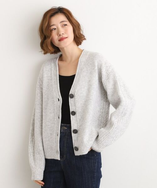 grove / グローブ カーディガン・ボレロ | ケーブルアクセント Vネックカーディガン | 詳細1
