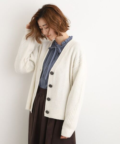 grove / グローブ カーディガン・ボレロ | ケーブルアクセント Vネックカーディガン | 詳細11