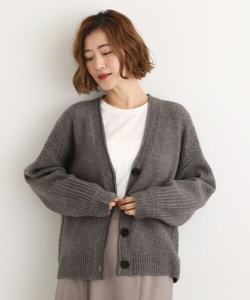 grove / グローブ カーディガン・ボレロ | ケーブルアクセント Vネックカーディガン | 詳細6