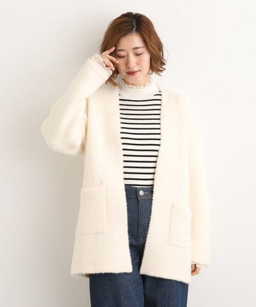 grove/グローブ 軽やかに着流す ブークレニットコーディガン オフ(003) 03(L) grove/グローブ 軽やかに着流す ブークレニットコーディガン オフ(003) 03(L)