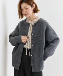 grove / グローブ カーディガン・ボレロ | ふっくらやわらかく、毛混オーバーニットカーディガン