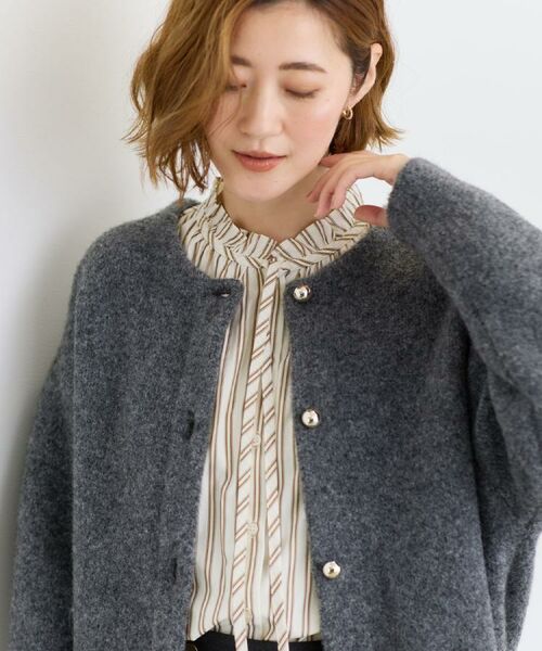 grove / グローブ カーディガン・ボレロ | ふっくらやわらかく、毛混オーバーニットカーディガン | 詳細2