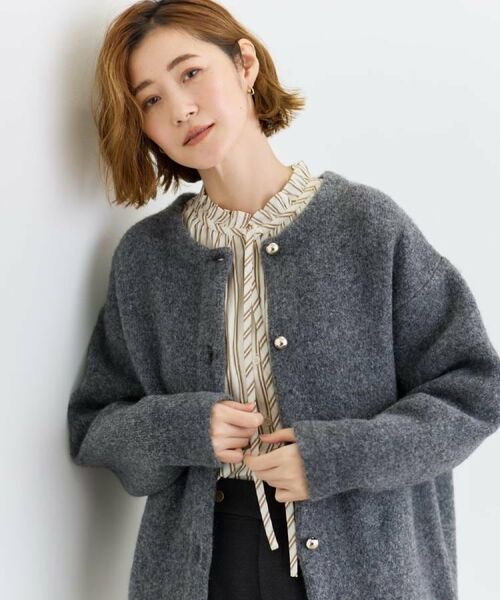 grove / グローブ カーディガン・ボレロ | ふっくらやわらかく、毛混オーバーニットカーディガン | 詳細3