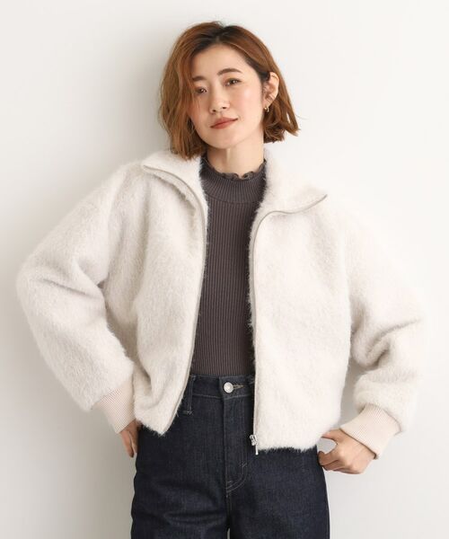 grove / グローブ レザーブルゾン・ジャケット | ふんわりと包み込む、リュクスなフェイクファーブルゾン(グレージュ(050))