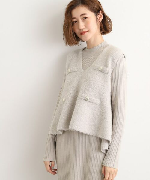 grove / グローブ ロング・マキシ丈ワンピース | 【2点SET/体型カバー】一枚で決まる、ペプラムベスト×ニットワンピース | 詳細1