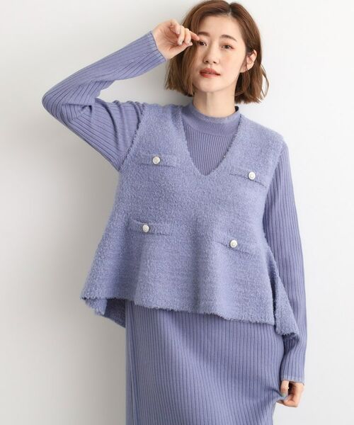 grove / グローブ ロング・マキシ丈ワンピース | 【2点SET/体型カバー】一枚で決まる、ペプラムベスト×ニットワンピース | 詳細12