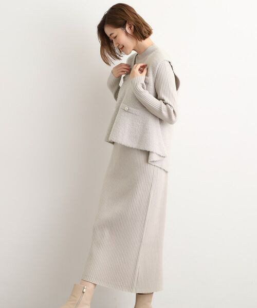 grove / グローブ ロング・マキシ丈ワンピース | 【2点SET/体型カバー】一枚で決まる、ペプラムベスト×ニットワンピース | 詳細2