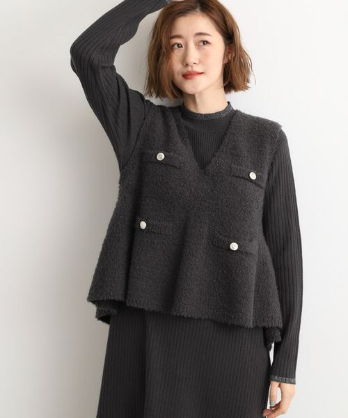 grove / グローブ ロング・マキシ丈ワンピース | 【2点SET/体型カバー】一枚で決まる、ペプラムベスト×ニットワンピース | 詳細6