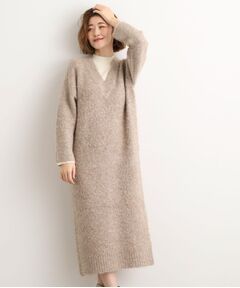 grove / グローブ ミニ丈・ひざ丈ワンピース | 一枚でレイヤードコーデ完成！ブークレーニットワンピース