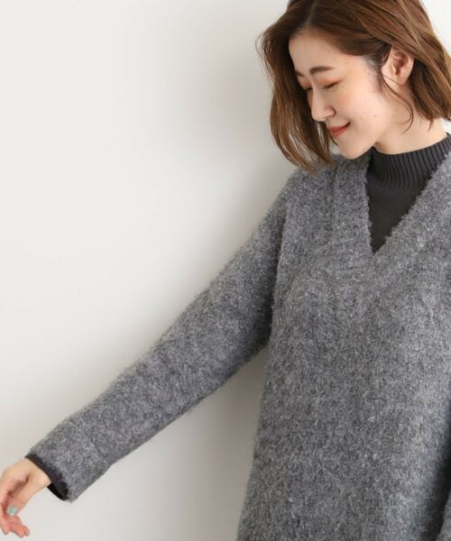 grove / グローブ ミニ丈・ひざ丈ワンピース | 一枚でレイヤードコーデ完成！ブークレーニットワンピース | 詳細1