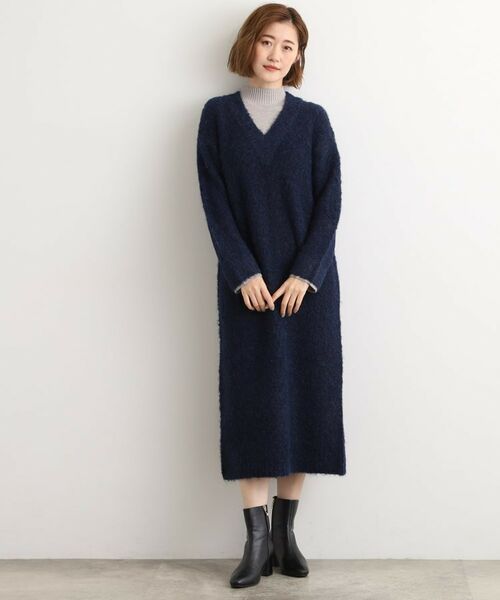 grove / グローブ ミニ丈・ひざ丈ワンピース | 一枚でレイヤードコーデ完成！ブークレーニットワンピース | 詳細10