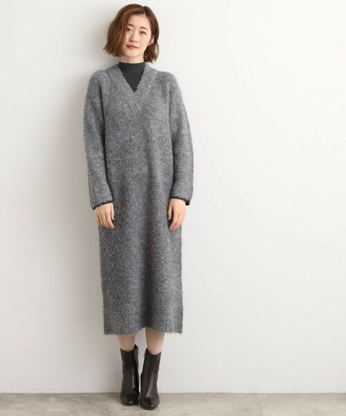 grove / グローブ ミニ丈・ひざ丈ワンピース | 一枚でレイヤードコーデ完成！ブークレーニットワンピース | 詳細2