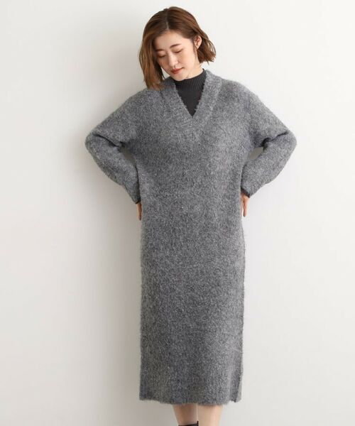 grove / グローブ ミニ丈・ひざ丈ワンピース | 一枚でレイヤードコーデ完成！ブークレーニットワンピース | 詳細3