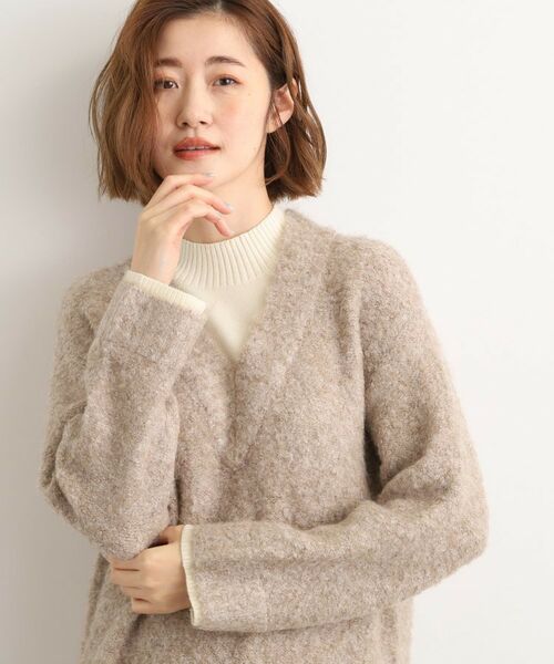 grove / グローブ ミニ丈・ひざ丈ワンピース | 一枚でレイヤードコーデ完成！ブークレーニットワンピース | 詳細5