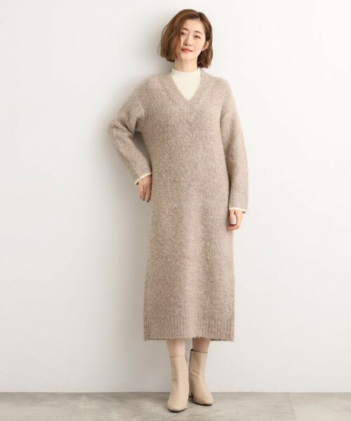 grove / グローブ ミニ丈・ひざ丈ワンピース | 一枚でレイヤードコーデ完成！ブークレーニットワンピース | 詳細6