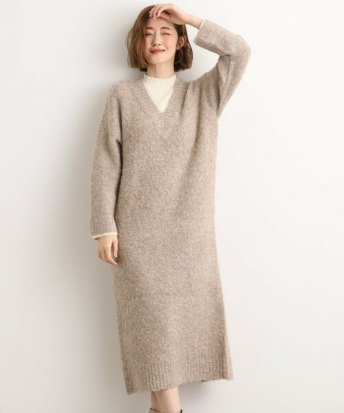 grove / グローブ ミニ丈・ひざ丈ワンピース | 一枚でレイヤードコーデ完成！ブークレーニットワンピース | 詳細7