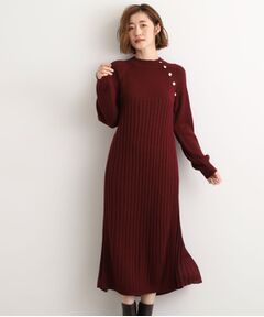 【選べる着丈】配色サイドプリーツニットワンピース