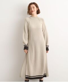 grove / グローブ ロング・マキシ丈ワンピース | 【選べる着丈】配色サイドプリーツニットワンピース