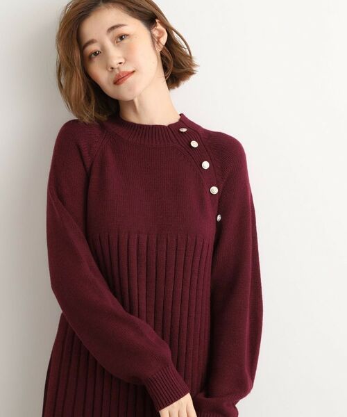 grove / グローブ ロング・マキシ丈ワンピース | 【選べる着丈】配色サイドプリーツニットワンピース | 詳細10