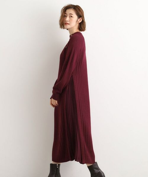 grove / グローブ ロング・マキシ丈ワンピース | 【選べる着丈】配色サイドプリーツニットワンピース | 詳細11