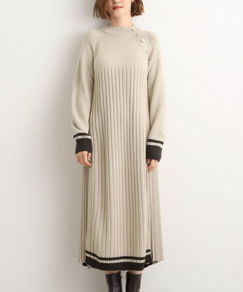 grove / グローブ ロング・マキシ丈ワンピース | 【選べる着丈】配色サイドプリーツニットワンピース | 詳細14
