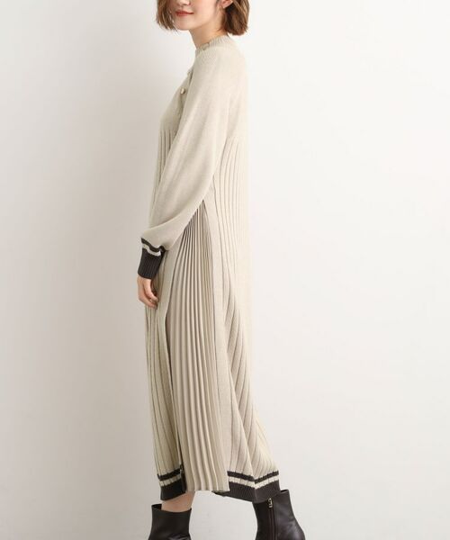 grove / グローブ ロング・マキシ丈ワンピース | 【選べる着丈】配色サイドプリーツニットワンピース | 詳細15