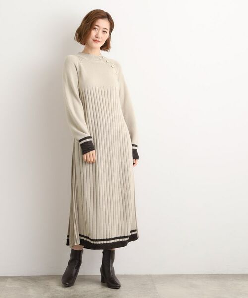 grove / グローブ ロング・マキシ丈ワンピース | 【選べる着丈】配色サイドプリーツニットワンピース | 詳細8