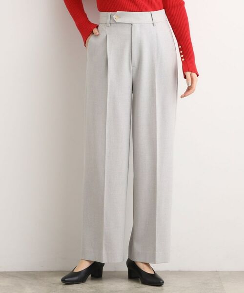 grove / グローブ パンツ | シャークスキン裏起毛スラックスパンツ(グレー(012))