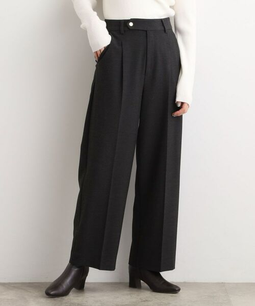 grove / グローブ パンツ | シャークスキン裏起毛スラックスパンツ(チャコールグレー(014))