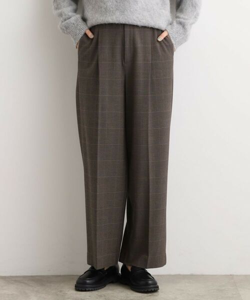 grove / グローブ パンツ | シャークスキン裏起毛スラックスパンツ(ブラウン(244))