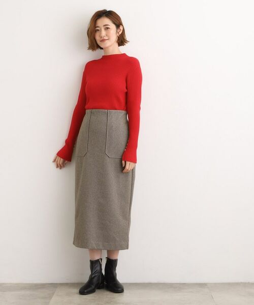 grove / グローブ ロング・マキシ丈スカート | 起毛ジャカードナロースカート | 詳細10