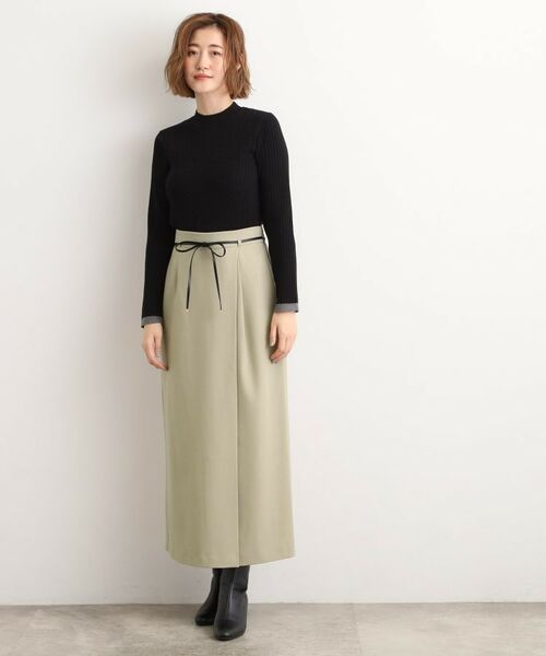 grove / グローブ ロング・マキシ丈スカート | 合皮ベルト付きナロースカート | 詳細7