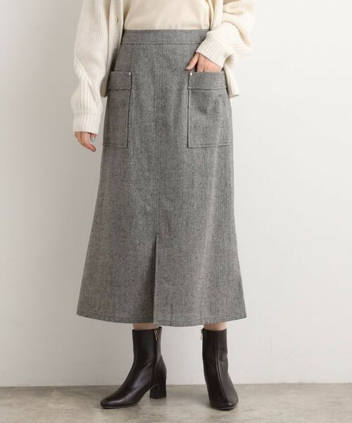 grove / グローブ ロング・マキシ丈スカート | クラシカルツイード Aラインスカート(チャコールグレー(014))