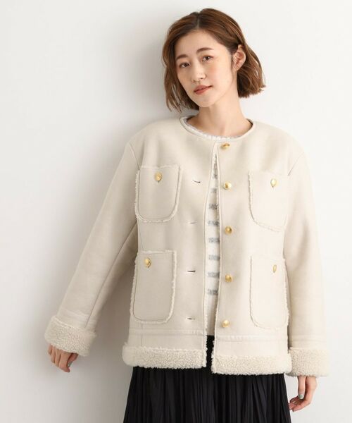 grove / グローブ その他アウター | フェイクムートンボアジャケット(アイボリー(004))