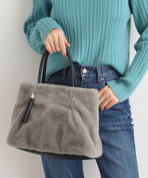 grove/グローブ タックタッセルエコファー2WAYトート グレー(013) 00 grove/グローブ タックタッセルエコファー2WAYトート グレー(013) 00