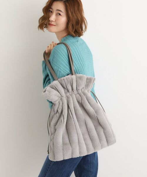 grove / グローブ トートバッグ | ストライプエコファー巾着トート | 詳細1