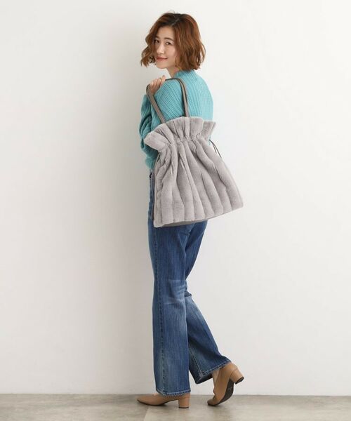 grove / グローブ トートバッグ | ストライプエコファー巾着トート | 詳細2