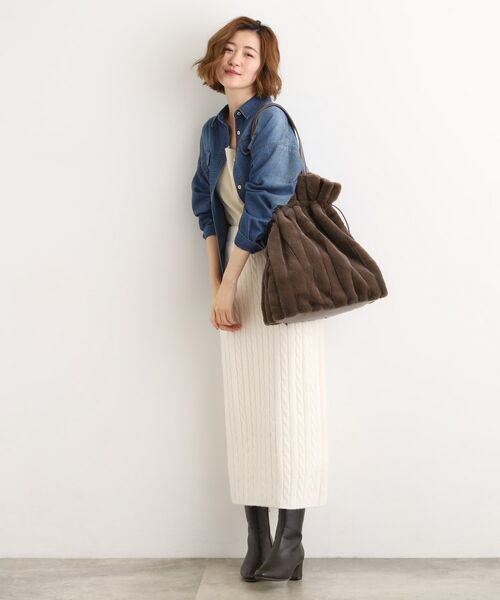 grove / グローブ トートバッグ | ストライプエコファー巾着トート | 詳細4