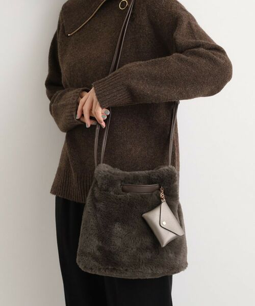 grove / グローブ ショルダーバッグ | エコファーポーチ付き2WAYショルダー(ブラウン(044))