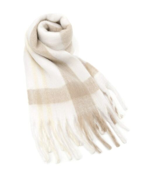 grove / グローブ マフラー・ショール・スヌード・ストール | ボリュームフリンジチェックマフラー | 詳細1