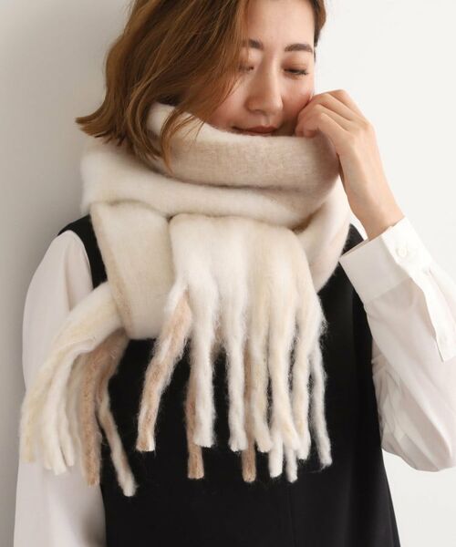 grove / グローブ マフラー・ショール・スヌード・ストール | ボリュームフリンジチェックマフラー | 詳細4