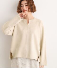 grove / グローブ カットソー | スエード調キーネックプルオーバー