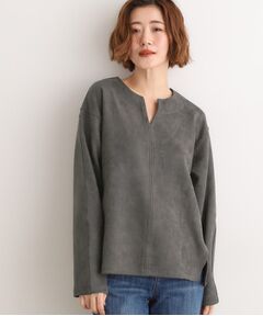 grove / グローブ カットソー | スエード調キーネックプルオーバー