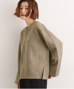 grove / グローブ カットソー | スエード調キーネックプルオーバー