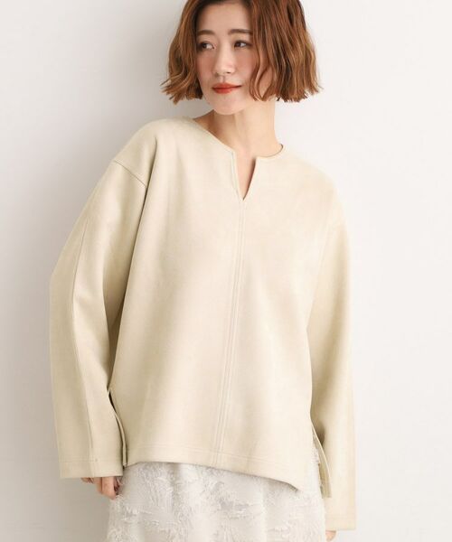 grove / グローブ カットソー | スエード調キーネックプルオーバー | 詳細1
