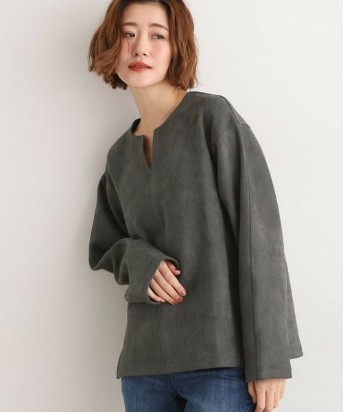 grove / グローブ カットソー | スエード調キーネックプルオーバー | 詳細5